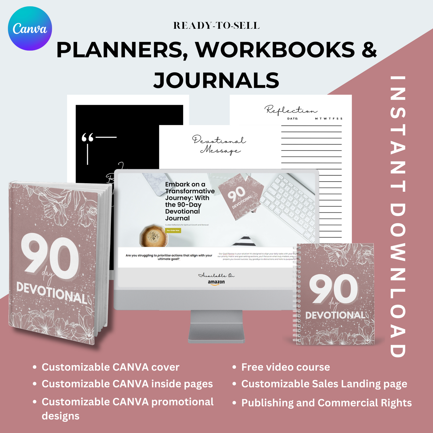 90 Day Devotional Journal (KDP compatible + free course)