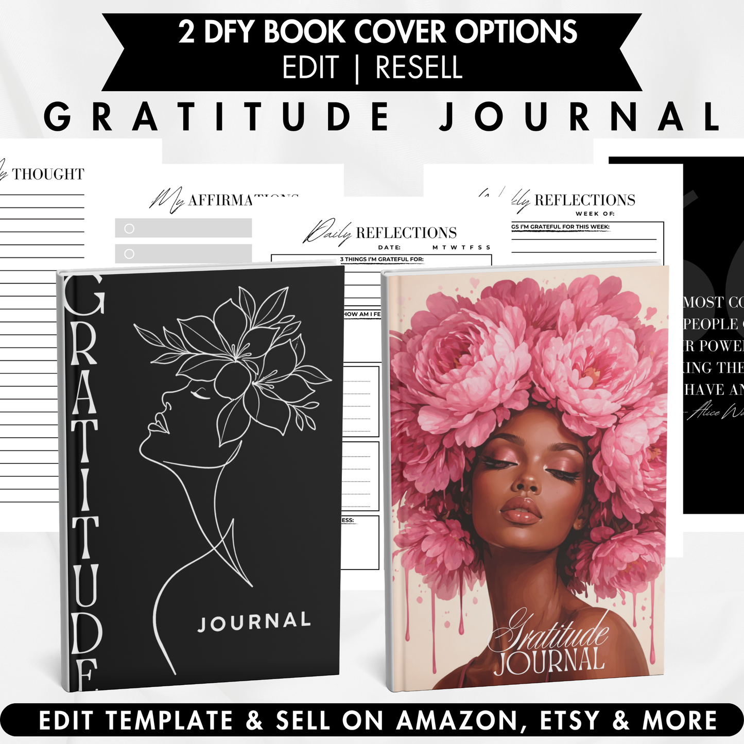 Gratitude Journal (Set 1) (KDP compatible + free course)